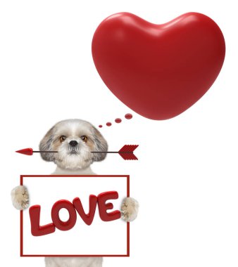 Mockup Sevgililer kalp ile şirin köpek
