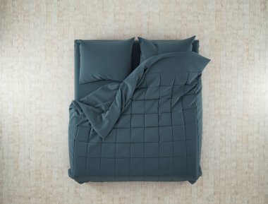 Nodern Oda yatak. Üstten Görünüm. 3D render