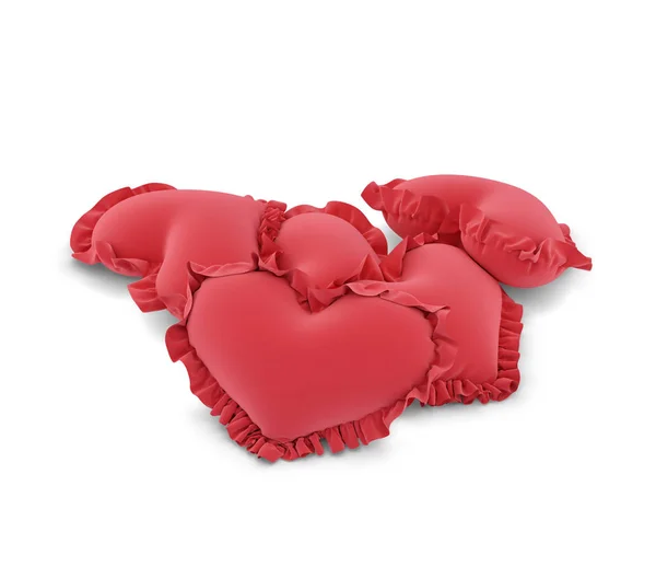 Valentinstag herzförmige Kissenattrappe. 3d rende — Stockfoto