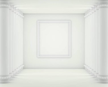 hafif bir arka plan üzerinde beyaz bir çerçeve. Mockup 3d render