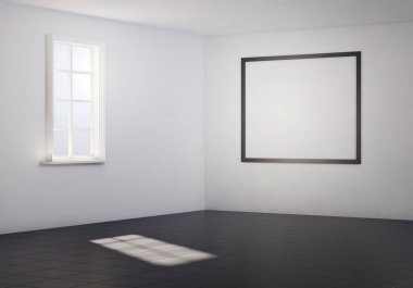 ışık beyaz boş oda. 3D render