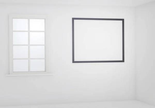 Chambre blanche claire avec sol noir. 3d rendu — Photo