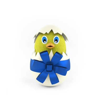 Paskalya yortusu yumurta sarı tavuk. 3D render