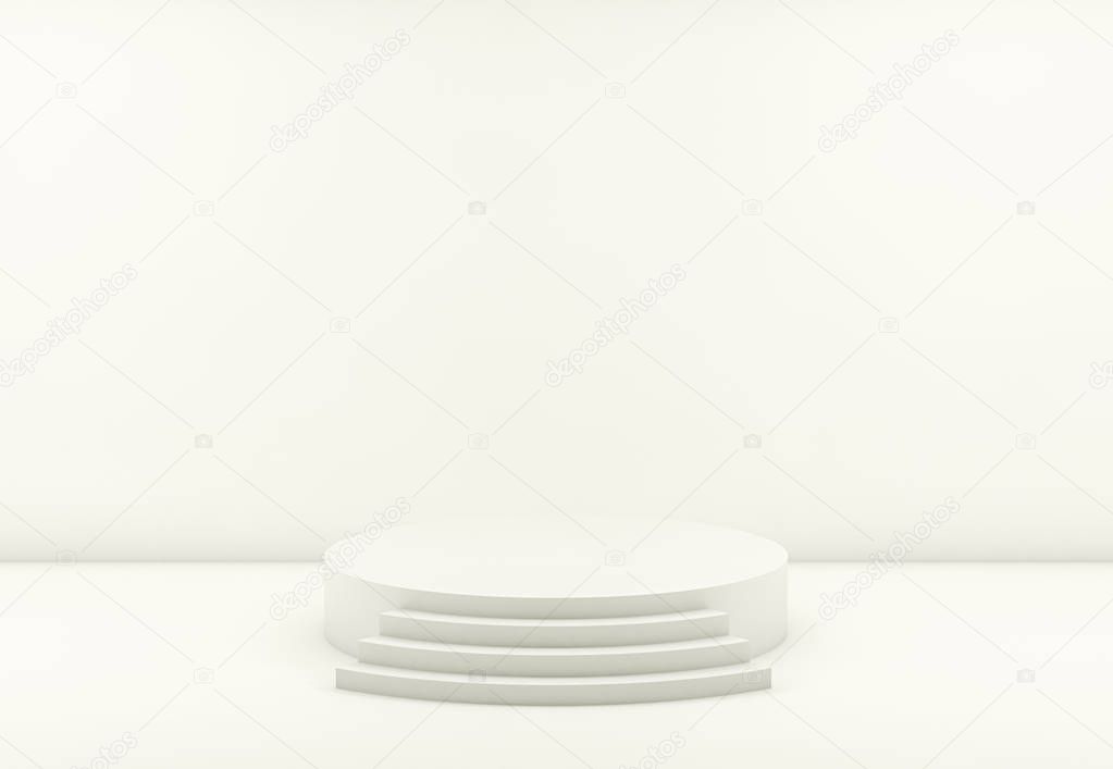 White round podium. Pedestal. Scene. 3D redner