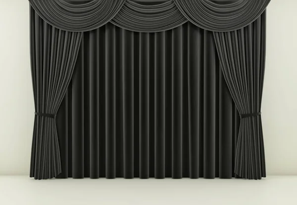 black curtain or drapes background. 3d render