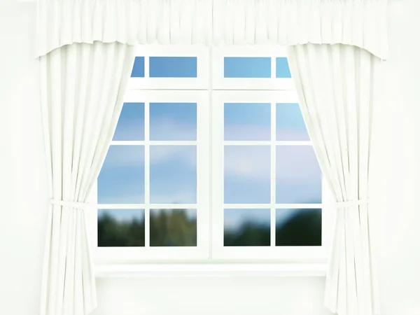 White curtain on the window. 3d render — Stock Photo, Image