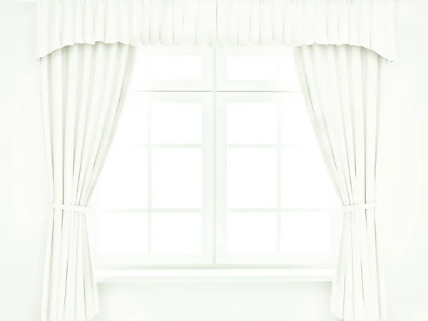 White curtain on the window. 3d render