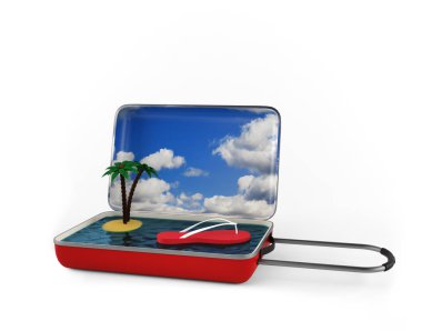 Denizde palmiye. 3D render