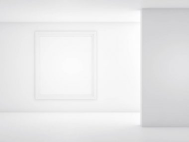 hafif bir arka plan üzerinde beyaz bir çerçeve. Mockup 3d render