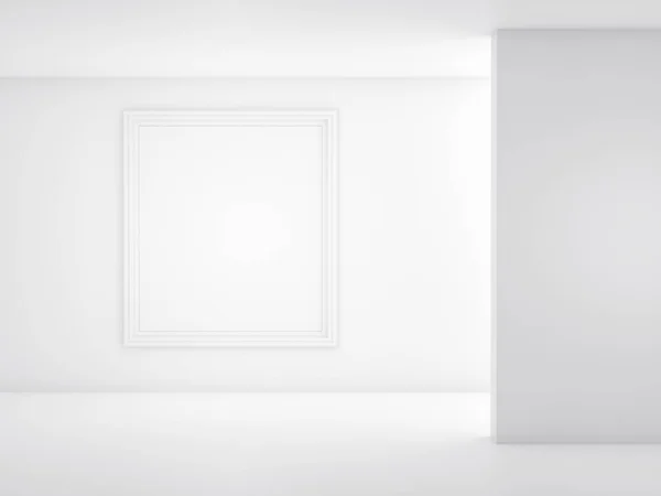 Witte frame op een lichte achtergrond. Mockup 3d render — Stockfoto