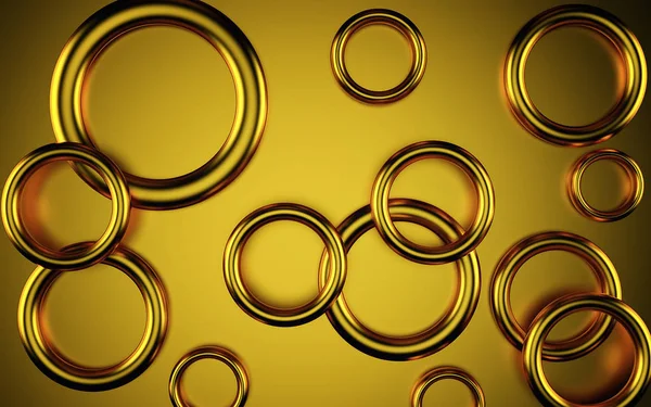 Abstract gold tube geometric 3D background. Render
