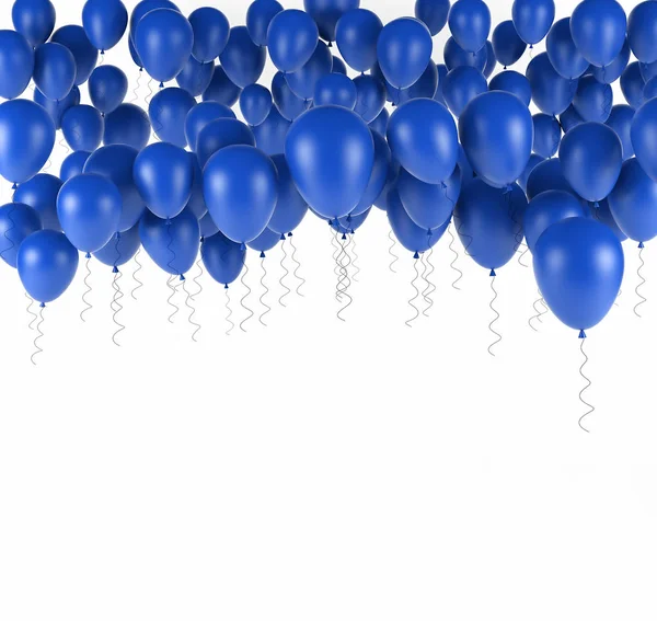 Un mazzo blu di palloncini di compleanno isolati in bianco. rendering 3d — Foto Stock