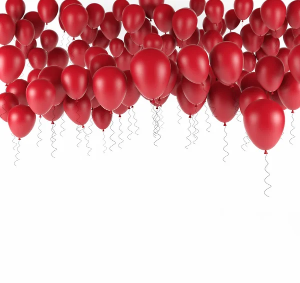 Red bunch of Birthday balloons isolated in white. 3d render — Stock Photo, Image