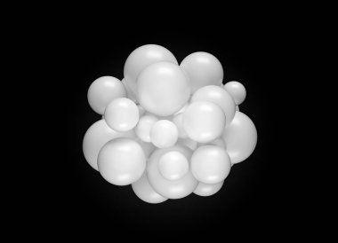 Siyah ve beyaz soyut küre topu arka plan tasarımınız için. 3D render