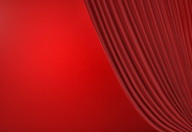 Kırmızı perde veya perdeleri sahne alanı metin için arka plan. 3D render