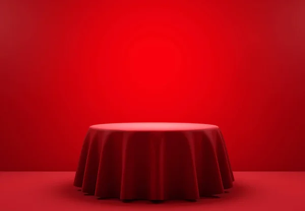 Red round podium in the scene. 3d render — Stock Photo, Image