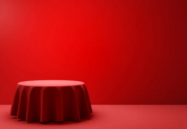 Red round podium in the scene. 3d render — Stock Photo, Image
