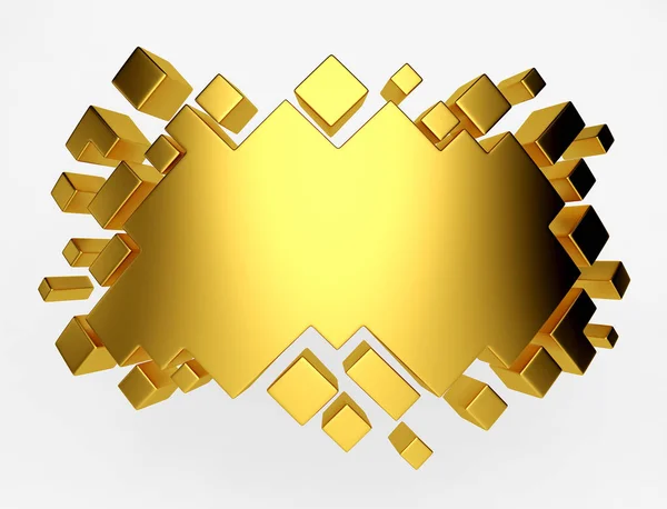 Gouden geometrische abstracte achtergrond van kubussen. 3D render — Stockfoto