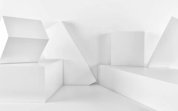 Білий абстрактний геометричний фон з кубиків. 3d візуалізація — стокове фото