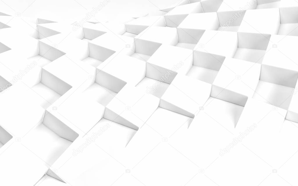 Abstract white geometric background. 3 D render