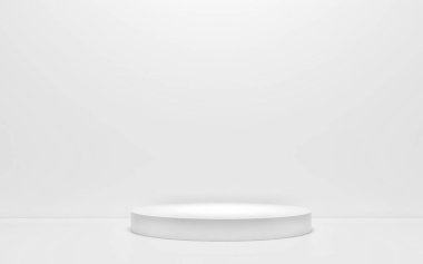Beyaz bir arka plan beyaz podyumda. 3D render