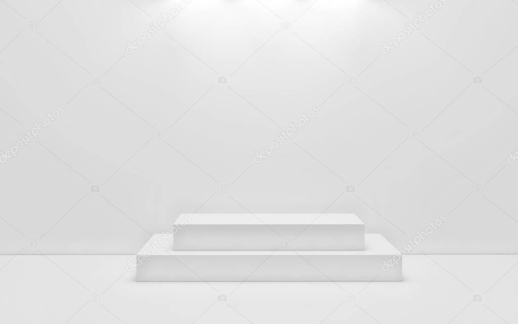 White podium on a white background. 3d render