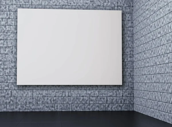 Hoek van oude vieze kamer met grijze bakstenen muur en frame. 3D render — Stockfoto