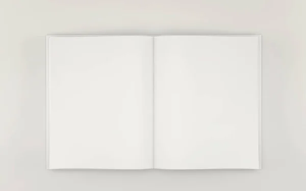 Libro blanco a medio doblar para maqueta y diseño de presentación. 3d renderizar —  Fotos de Stock