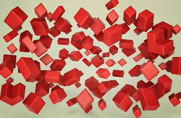 Абстрактне накопичення червоних багатокутників. 3d візуалізація — стокове фото
