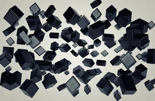 Abstract accumulation of black polygons. 3d render