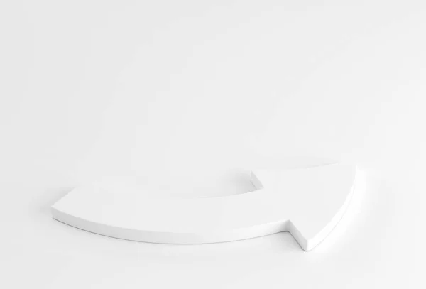 Freccia bianca stesa su sfondo bianco. rendering 3d — Foto Stock