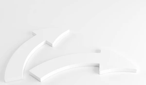 Twee witte pijlen vaststelling op witte achtergrond. 3D render — Stockfoto