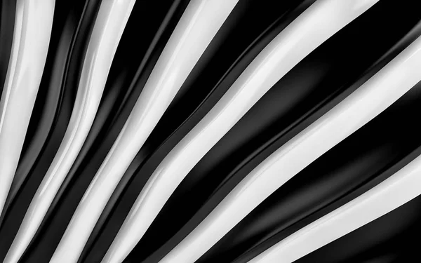 Fehér és fekete selyem drapéria és szövet háttér. 3D render — Stock Fotó