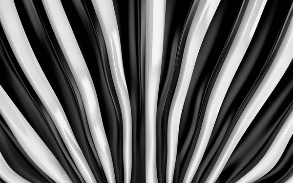 白と黒シルク カーテンとファブリックの背景。3 d のレンダリング — ストック写真