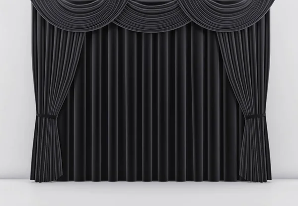 Theater stage with black curtain. 3 d render