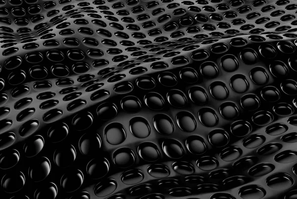Abstracte matrix van glanzend zwarte veelhoeken. 3D render — Stockfoto