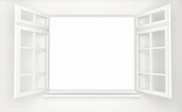 Відкрите пластикове біле вікно. 3d візуалізація — стокове фото