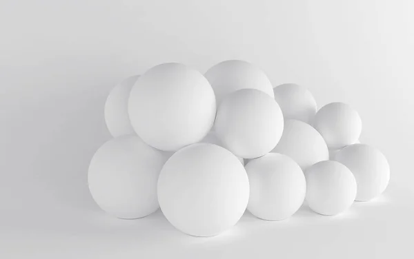 Λευκές σφαίρες σε λευκό φόντο. 3d απόδοση — Φωτογραφία Αρχείου