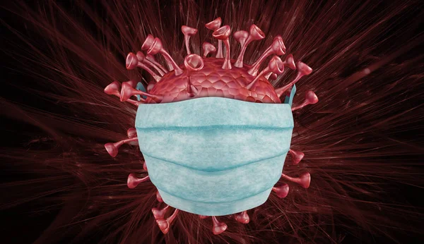 Микроскопический вид коронавируса, патогена, поражающего дыхательные пути. Анализ и тест, эксперименты. Сарс. 3D рендеринг Стоковое Изображение