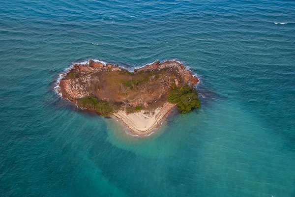Island in ocean in heart shape