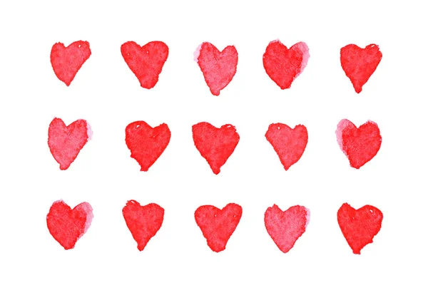 Abstracto acuarela corazones conjunto patrón, amor, San Valentín concepto de día — Foto de Stock