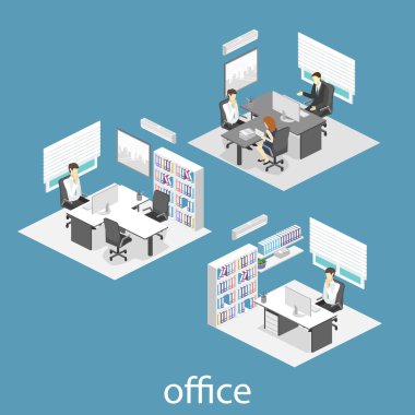 isometric interiors of director office clipart