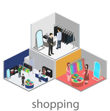 İzometrik iç shoping alışveriş merkezi