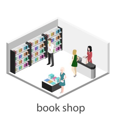 Kitap Shop izometrik iç