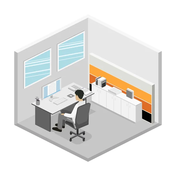 Isometrische Office interieur — Stockvector