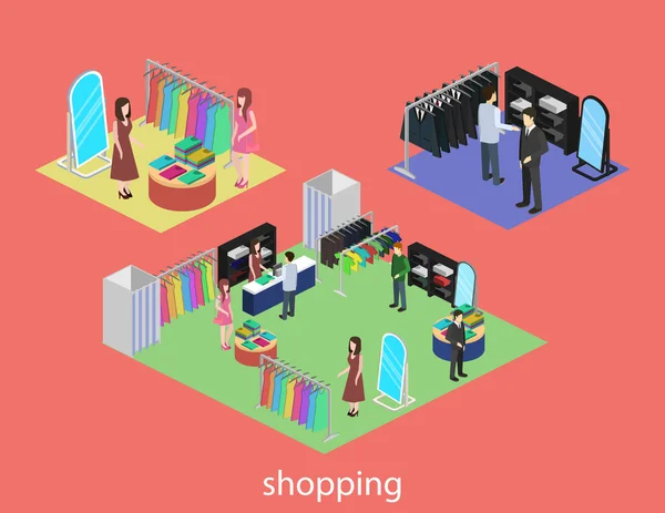 Izometrikus belső shoping mall — Stock Vector