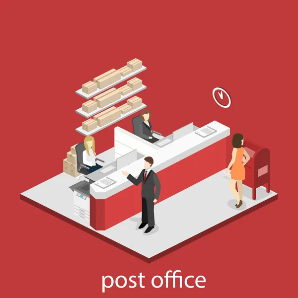 Izometrické interiér poštovního úřadu — Stockový vektor