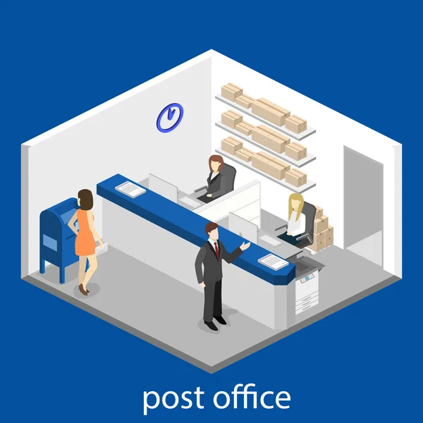Interno isometrico dell'ufficio postale — Vettoriale Stock