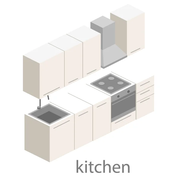 Isometric interior of kitchen — Stock Vector