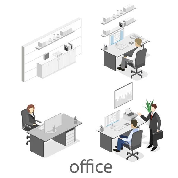 Isometric office interior — Stock Vector